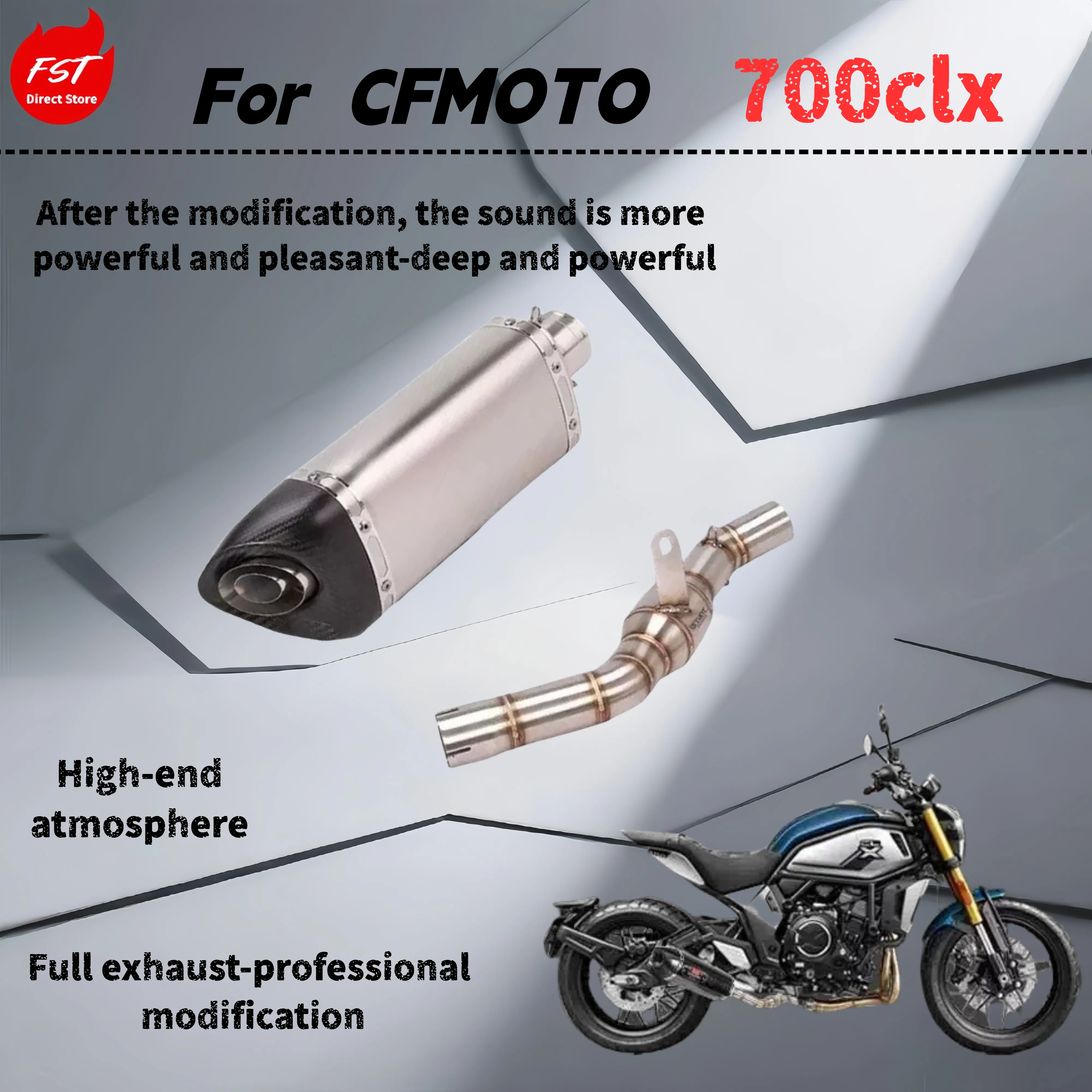 

For CFMOTO 700clx- Modified multi-stage exhaust pipe - The sound is deep, rich and powerful