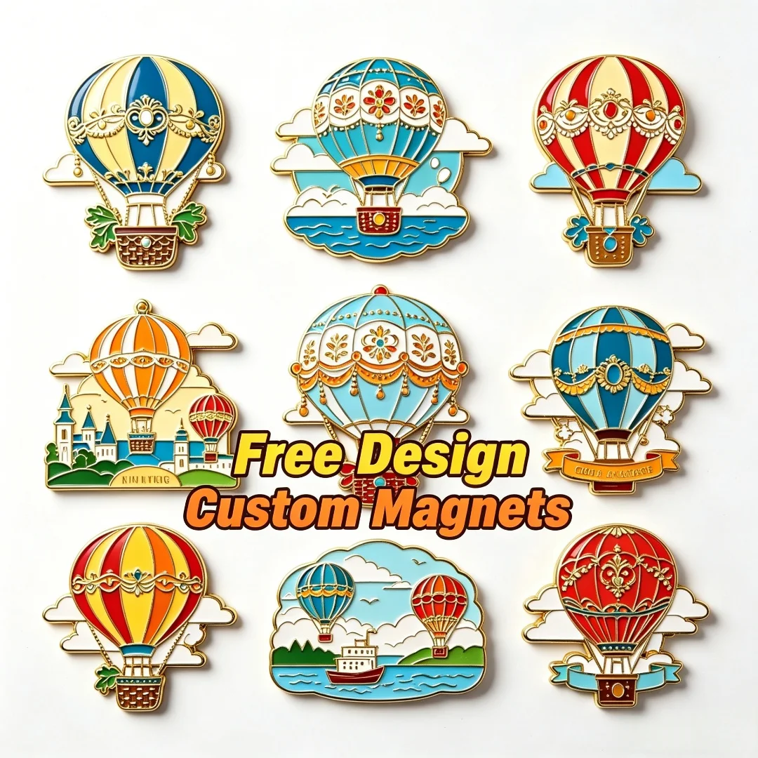 

Custom Hot Air Balloon Fridge Magnets, Vintage Ornate Cloud Refrigerator Magnet, No MOQ Whimsical Home Decor