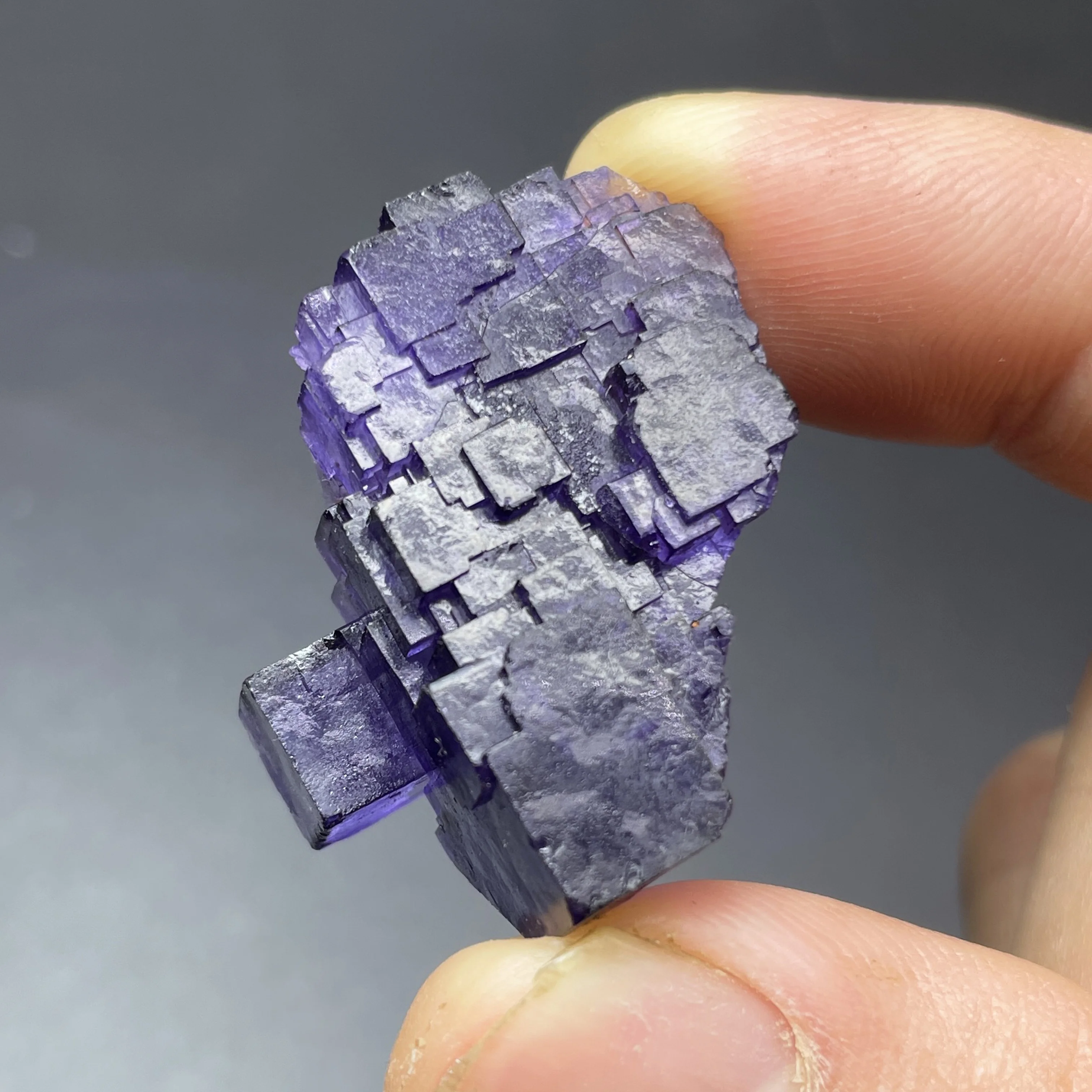 Natural China Stepped Purple Fluorite Specimen Crystals Cluster Matrix Mineral Quartz Rock Healing Stone Home Decor A1-10