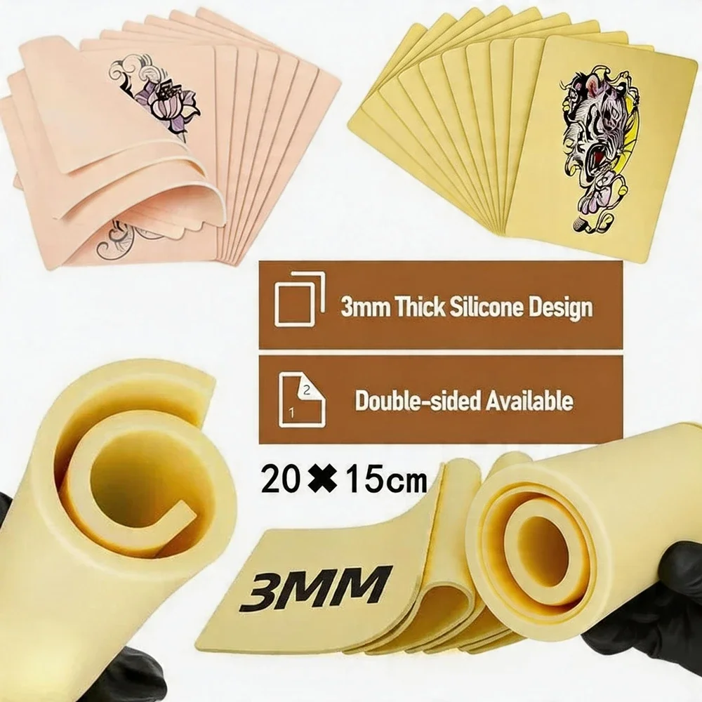 

NARKASY 3MM Size Tattoo Practice Skin Double Sides Silicone Eyebrow Beginner Permanent Makeup Practice Skin Tattoo Supplies