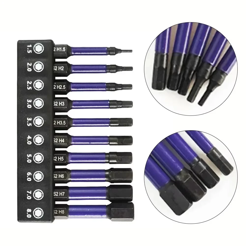 10PCS Impact Drill Bit Set S2 Steel Hex Head Shank Magnetic Screwdriver Driver Bits Holder Wrench Electric Drill Tools