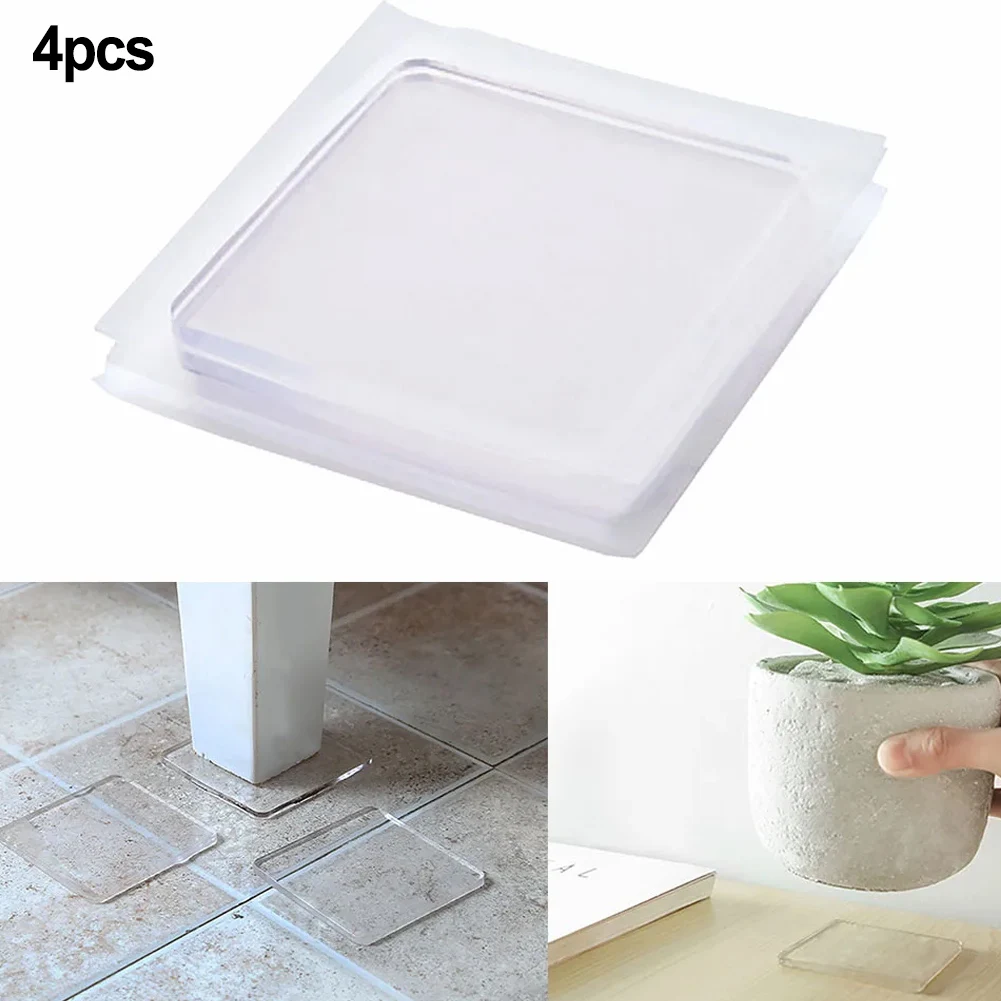 4pcs/Set Transparent Anti Vibration Shock Absorbing Pad Mat Washing Machine Noise Reduction Silicone Non-Slip Mat