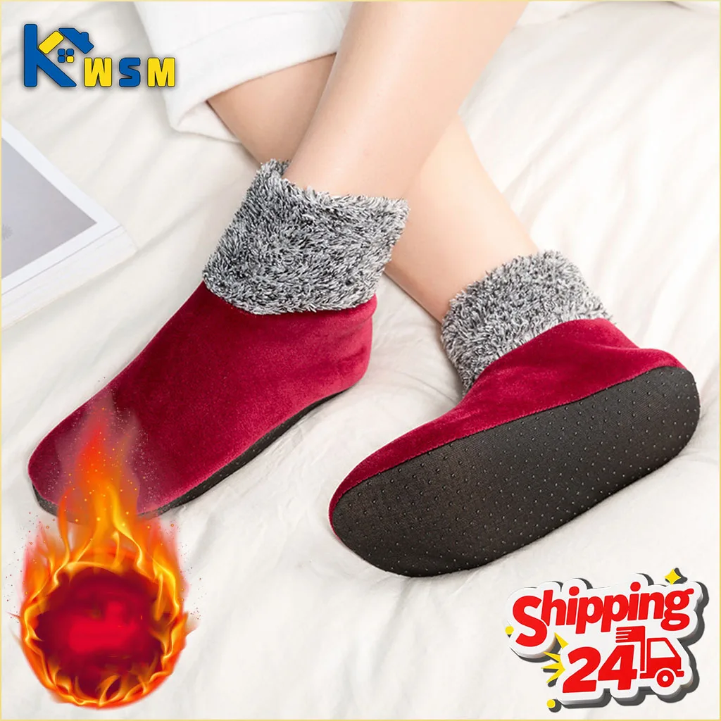 Herbst und Winter rutschfeste Bodensocken für Erwachsene und Frauen, verdicktes Fleece, warme Socken mit mittlerer Wade, Weihnachtsgeschenk