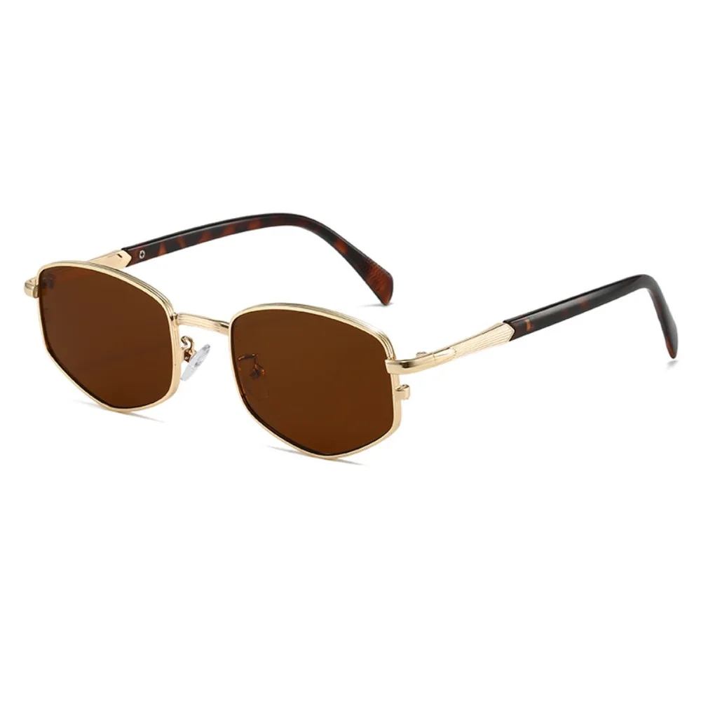 Retro Polygonal Square Metal Men\'s Luxury Sunglasses Fashionable Gradient Tone Women\'s Sunglasses