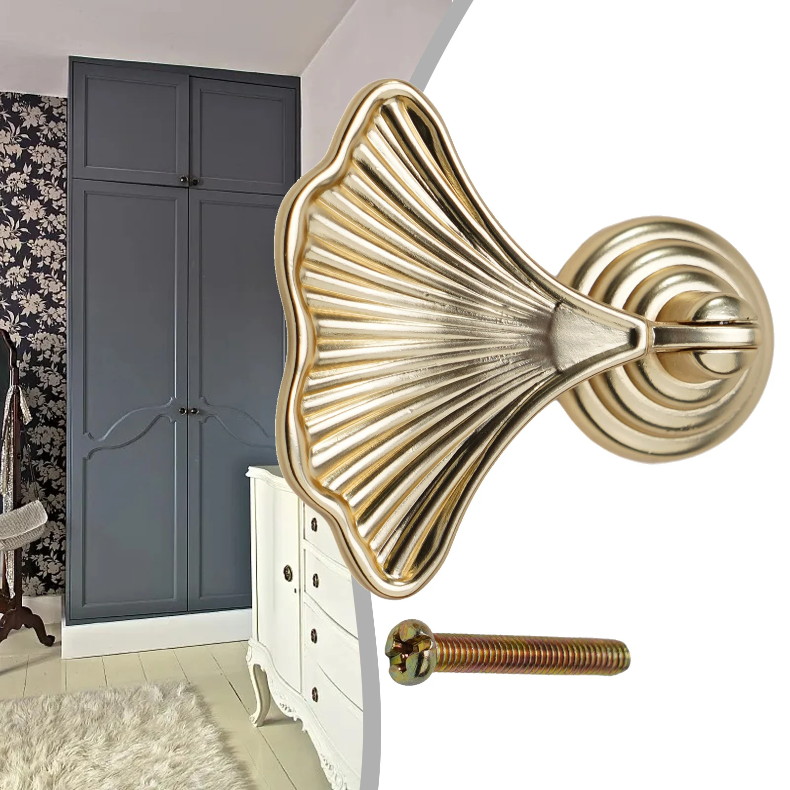 1pc ワードローブドアノブキャビネットプルイチョウの葉スタイル引き出しハンドル家具ハンドルハードウェアゴールデンキャビネット引き出しノブ