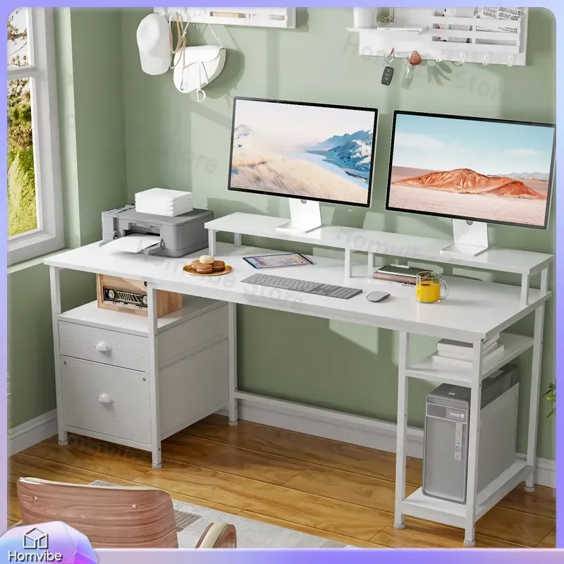 

Satifur 93 inch L Shaped Office Desk with Power Outlets USB Ports LED Lights 61 inch Computer Desk for Home Work Study Room