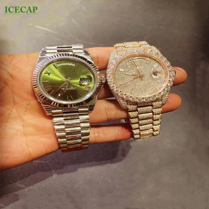 

Icecap Fashion Jewelry Ice Out Classic Hip Hop Business Mechanical Custom Watch Rose Gold Luxury Moissanite Watch For Men