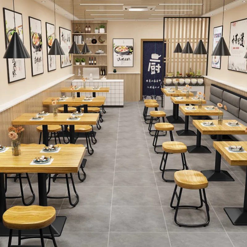 Picture 5: Simple and modern all-solid wood dining table, milk tea shop, cafe, small square table dining table, restaurant