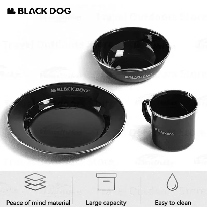 Naturehike BLACKDOG Thickened Enamel Tableware Cup Bowl Picnic Camping Outdoor BBQ Portable Barbecue Exquisite Dish Mug Plate