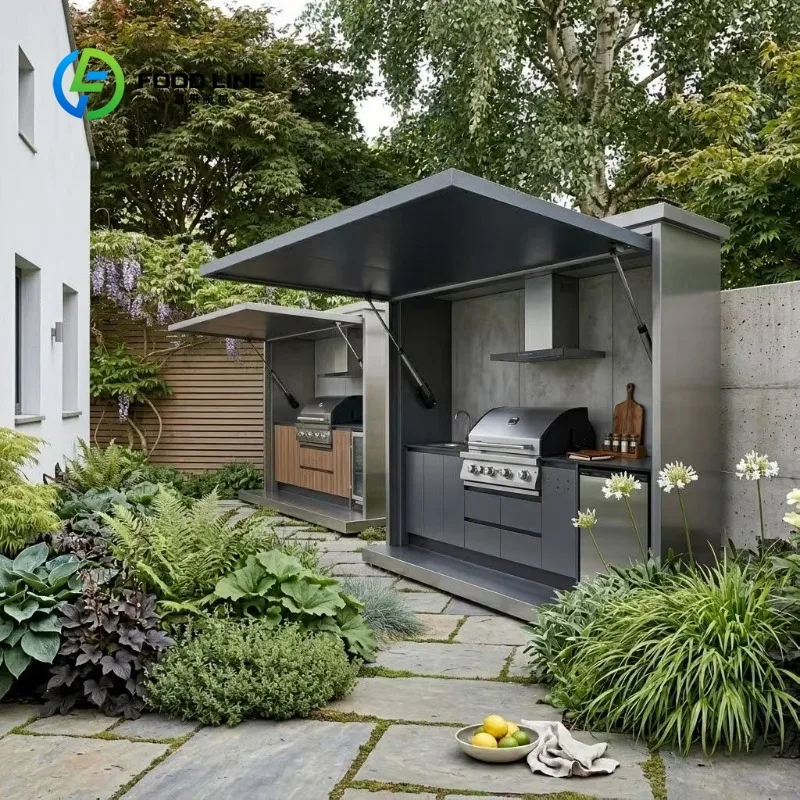 All-Weather Stainless Steel Modular BBQ Island Furniture with Sink and Drawer Slide for Patio Garden Backyard Outdoor Kitchen