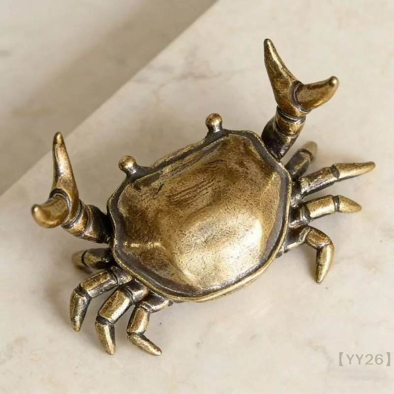 【YY26】Vintage Zinc Alloy Crab Ornament Multi-Functional Tea Pet, Desktop Decor & Paperweight for Home, Office & Collection