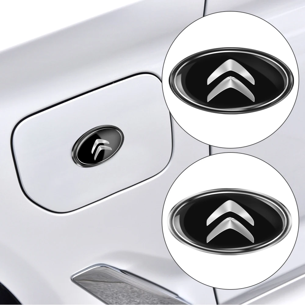 

2026 Hot Car Sticker 1PCS Car Oval Aluminum Cover Sticker Badge Decal Auto Decoration For Citroen C4 Picasso Xsara C5 Aircross