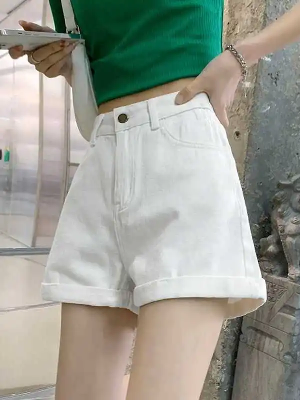 

White Slimming Curling Jeans High Waist Straight Leg Casual Summer Hot Pan Cleanfit Sle Mid-aged Women's plus Size Jeans