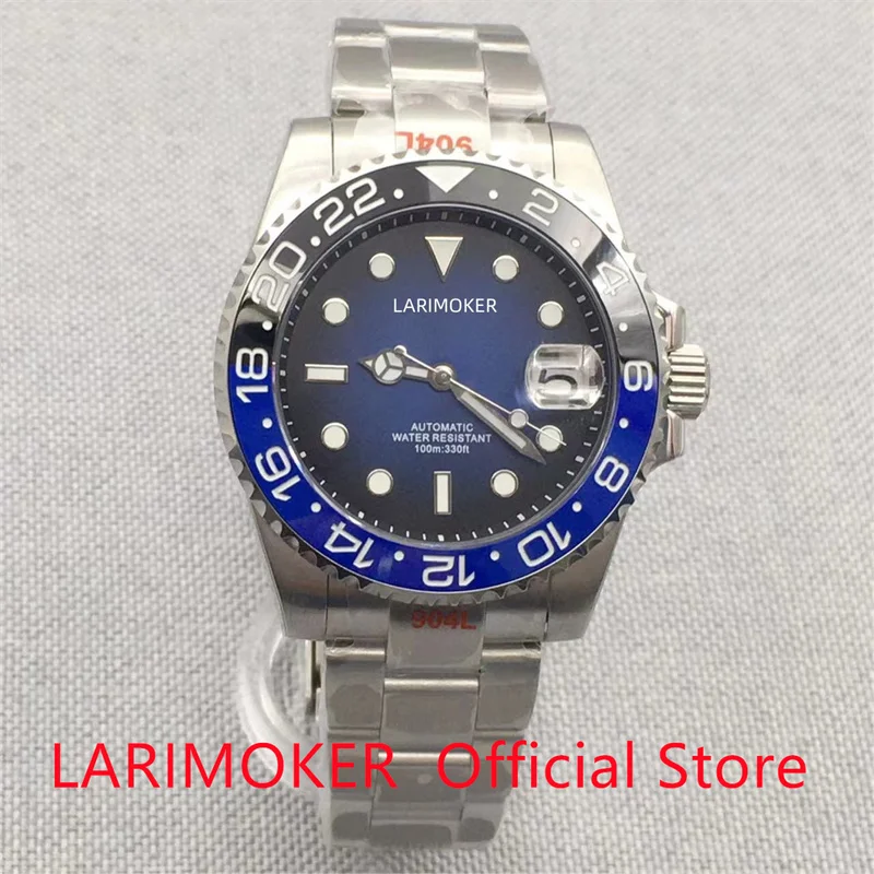 

LARIMOKER 2023 New NH35A Automatic Men Watch 40mm Case Silver jubilee and oyster bracelet Bracelet Date Magnifier