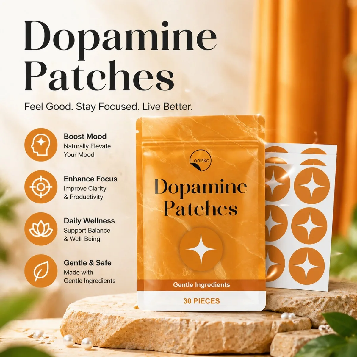 Patchs à la dopamine, 30 pièces, patchs apaisants doux pour le soin du corps, avec menthol, respirants, pour tous les types de peau, usage quotidien