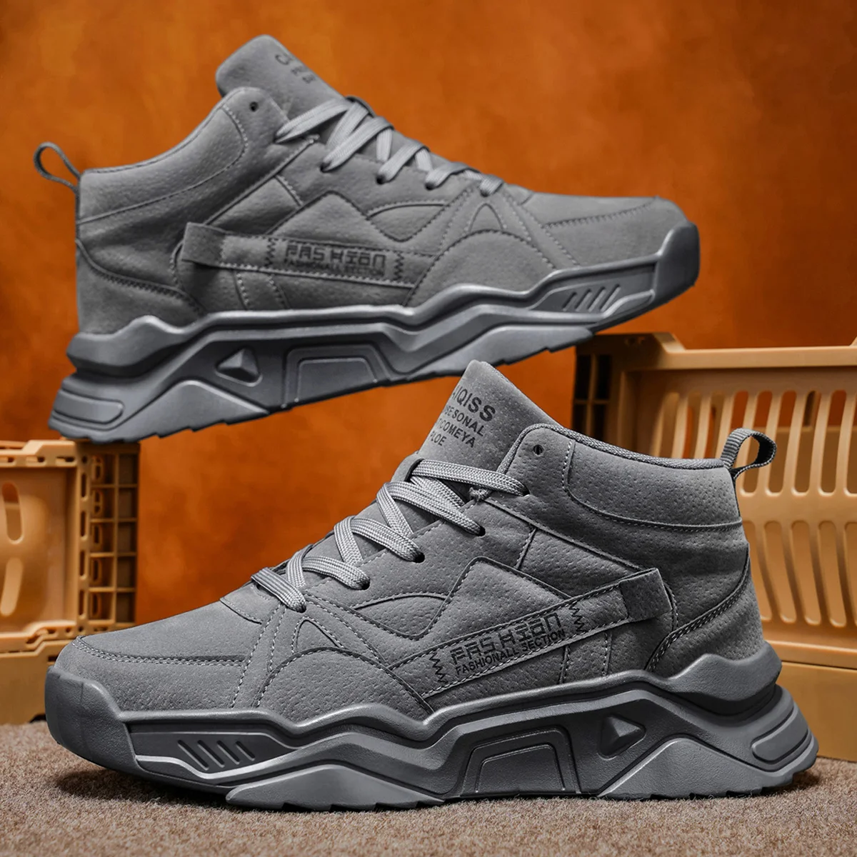 

Men's 2025 Autumn Winter New High-Top Work Boots British & American Style Non-Slip Wear-Resistant Outdoor Casual Workwear Boots