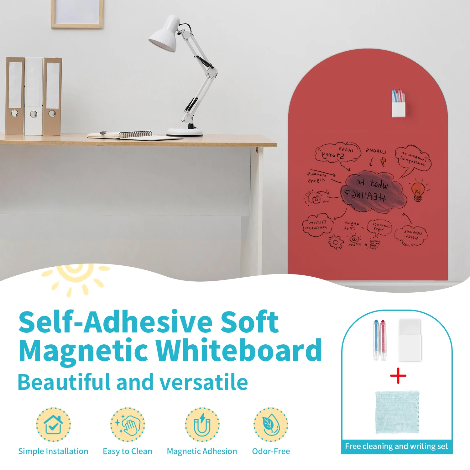 

Simple red arched self-adhesive magnetic tape used for graffiti decoration on the walls of living rooms and children's rooms