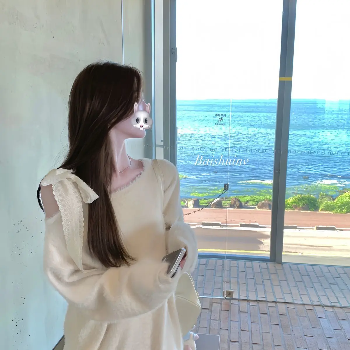 

Sweaters Jumpers Pullovers Women Pullover Tassel Blue Fur Collar Print Safari Outdoors Fringe Animal Nature Softy Punk High Neck