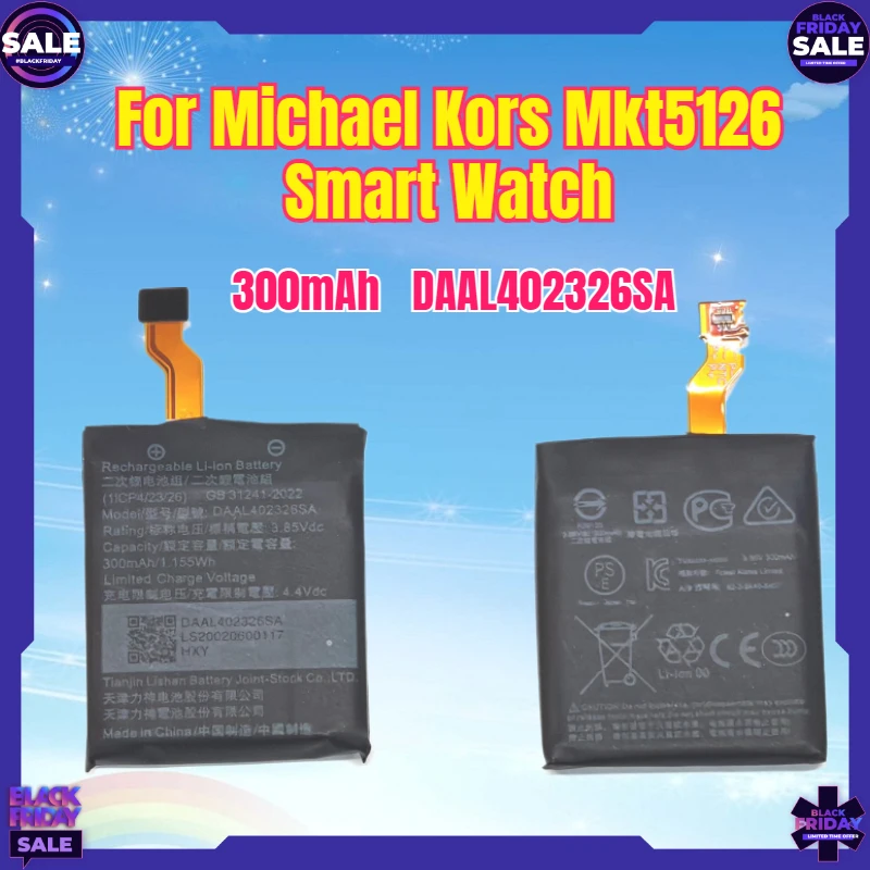 

New 300mAh Battery DAAL402326SA for Michael Kors Mkt5126 Smart Watch Batteries