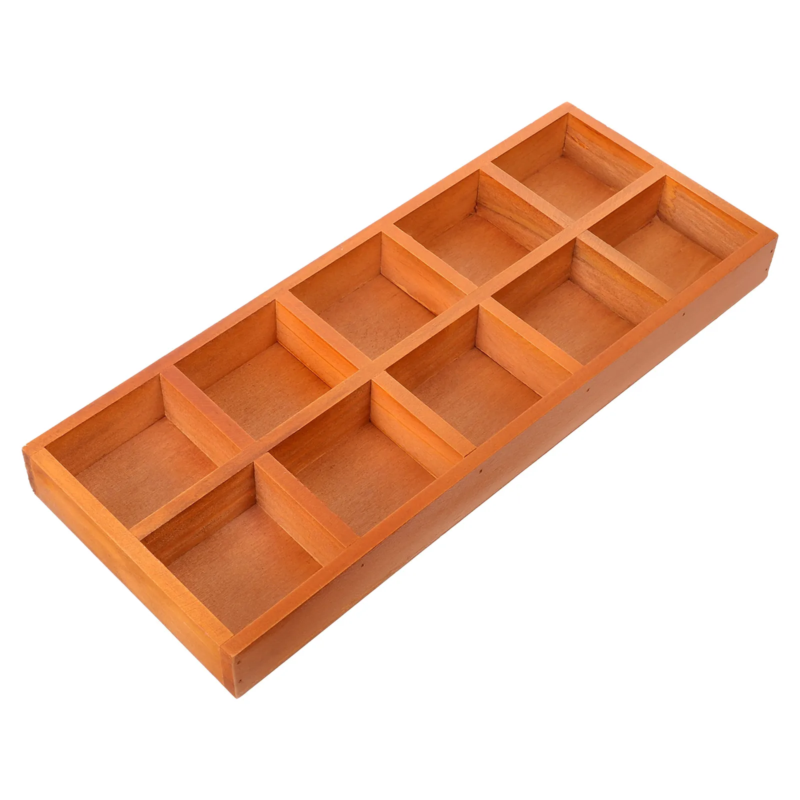 

Wooden Desktop Storage Box 10 Compartments Eco Friendly Practical Rectangular Design Office Stationery Succulent