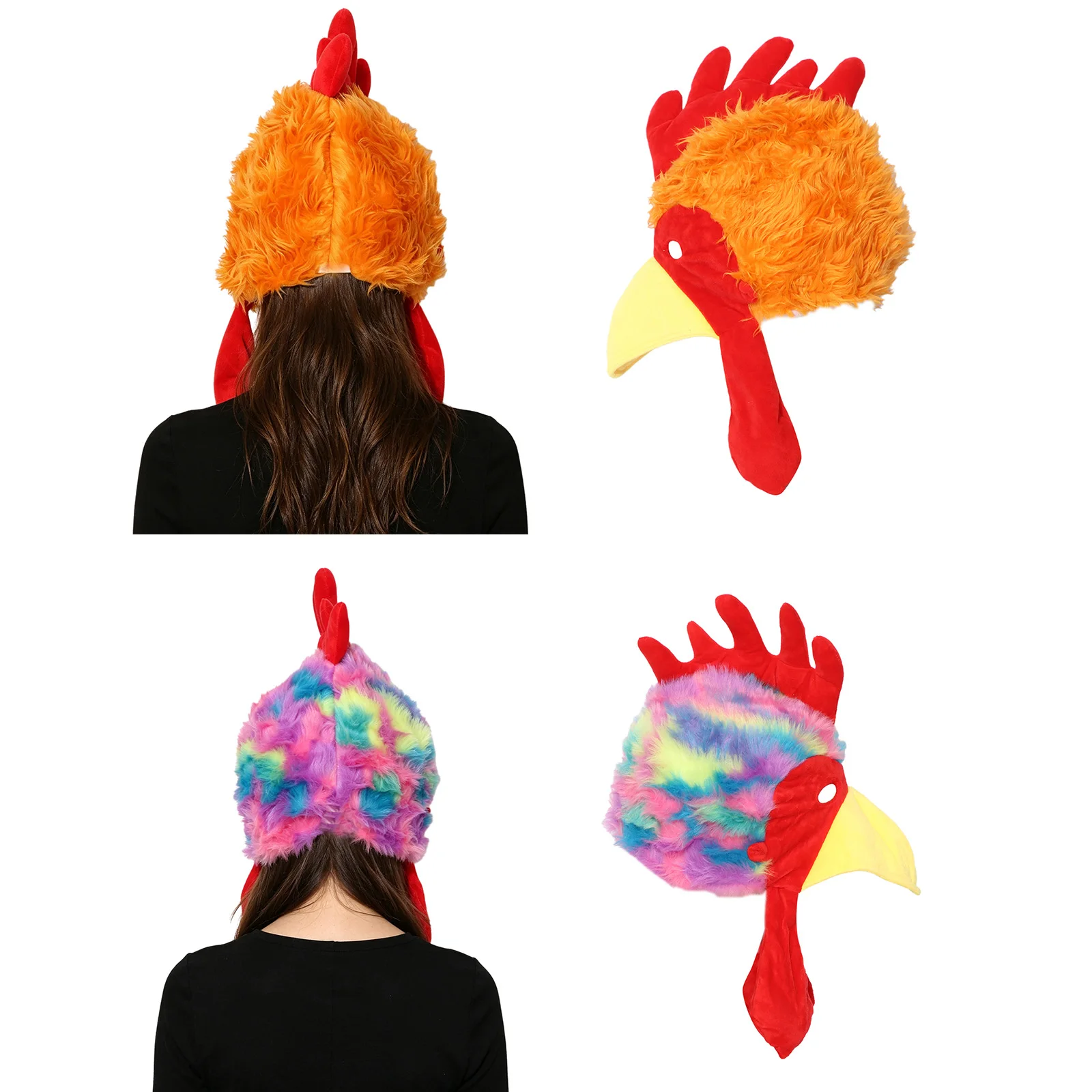 Unisex Adults Plush Turkey-shaped Hat Headwear Thanksgiving Costume Accessories for Halloween Cosplay Party Stage Performance 4