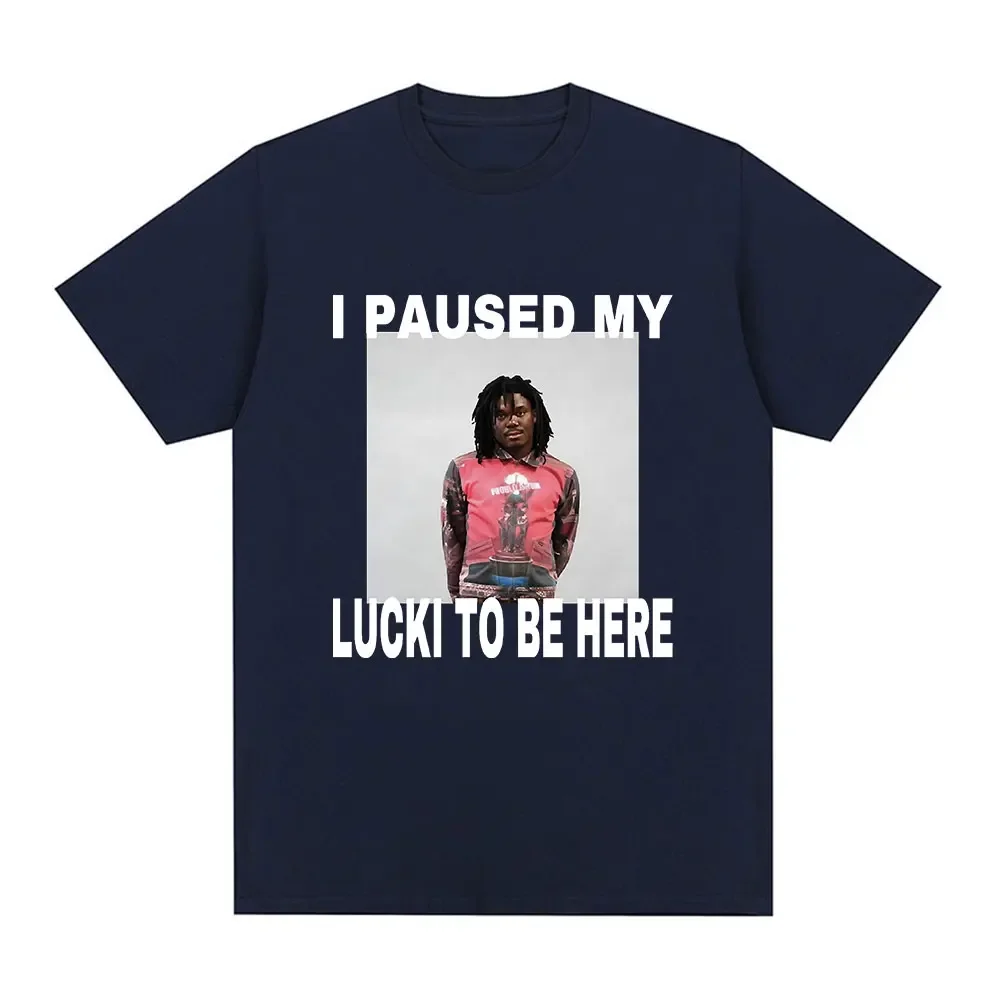 Ken Carson I Paused My Lucki To Be Here Tshirt Women's Fashion Retro Tshirt Casual Loose Short Sleeve T-shirt