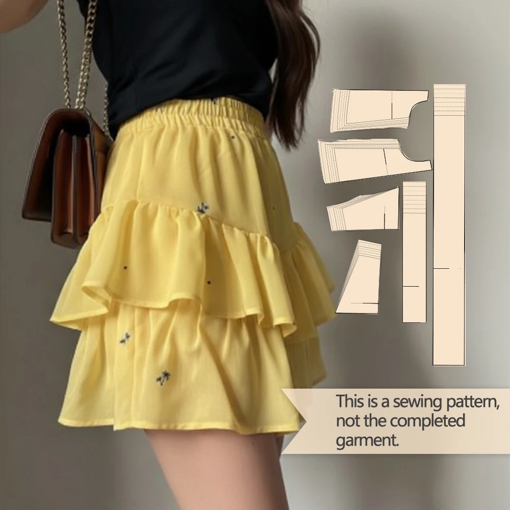 

Double Layer Ruffle Skort 8 Sizes(XXS-XXXL) Sewing Patterns, 1:1 Women's Garment Set, Easy Beginner Sewing Patterns