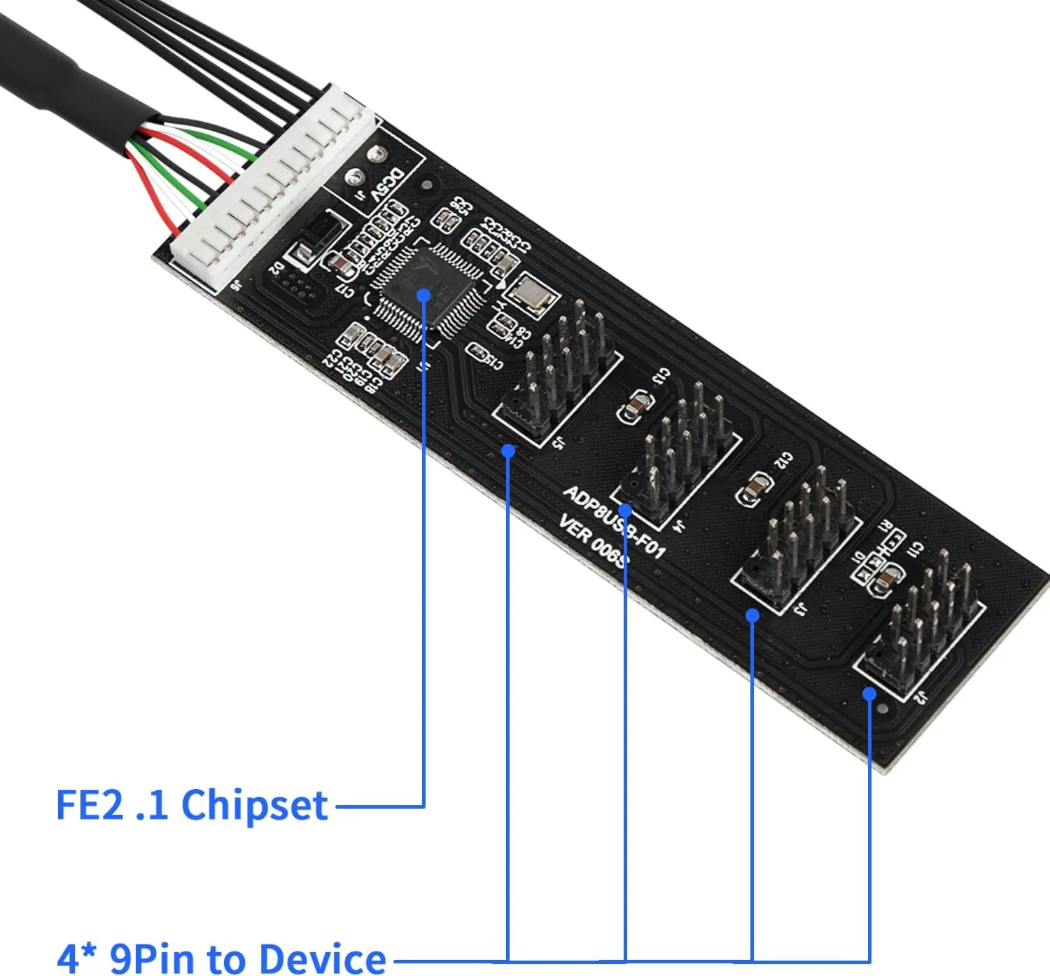 RGEEK 9Pin USB2.0 to 4 x 9Pin Ports Extension Splitter, USB 2.0 Header Internal USB Hub Splitter