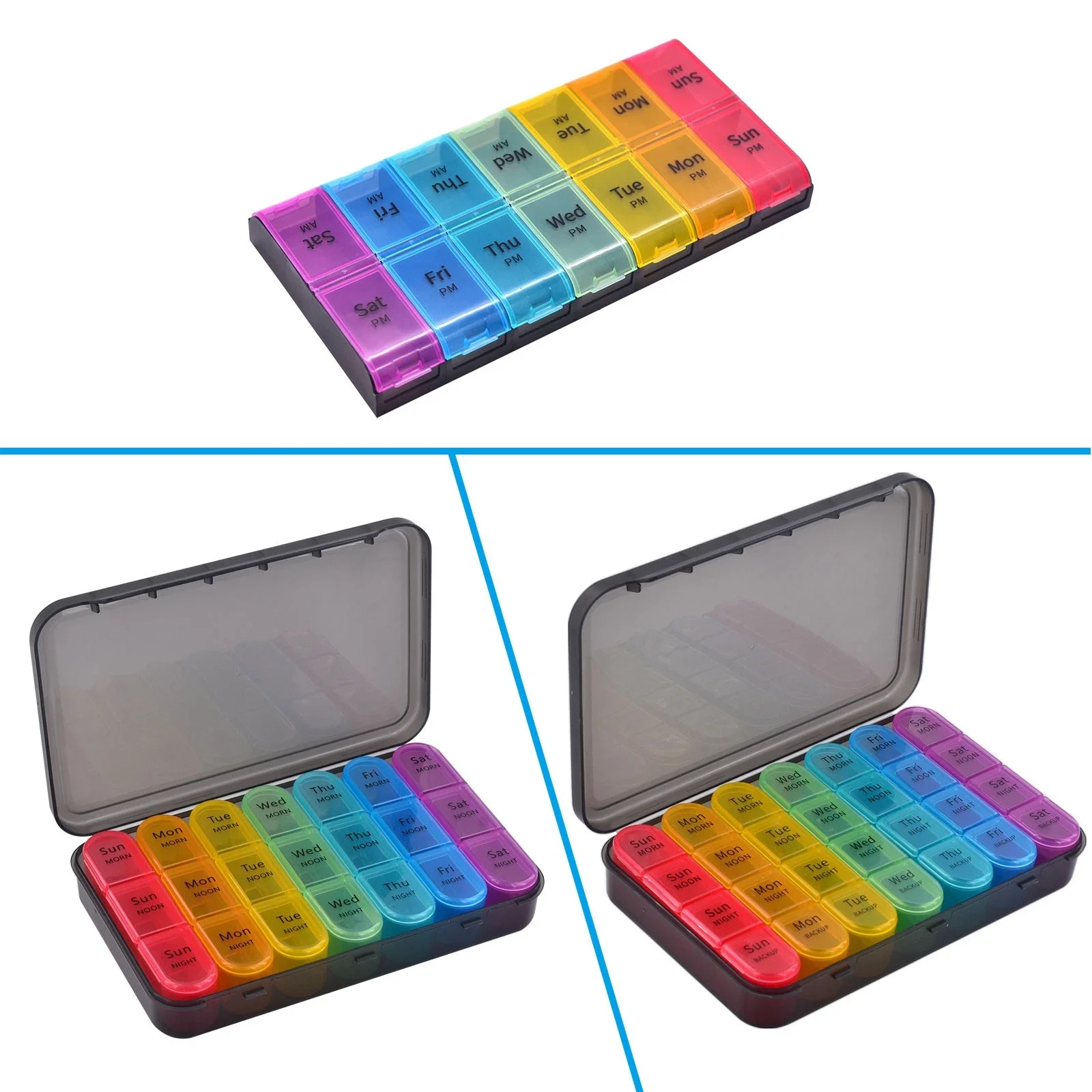 Pill Organizer 3 Times a Day, Daily Pill Box 7 Day, Weekly Cases Medicine Organizers to Hold Vitamins and Medication