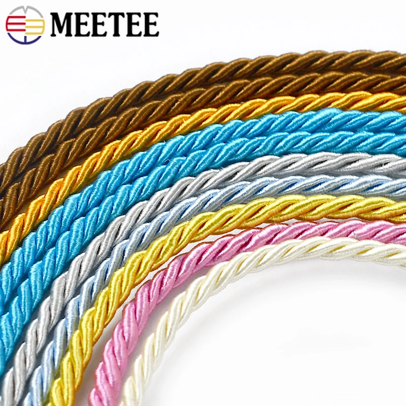 

Meetee 10Meters 3mm 3 Shares Twisted Rope Curtain Cords Clothing Decoration Ropes Home Textile Ribbon DIY Sewing Accessories