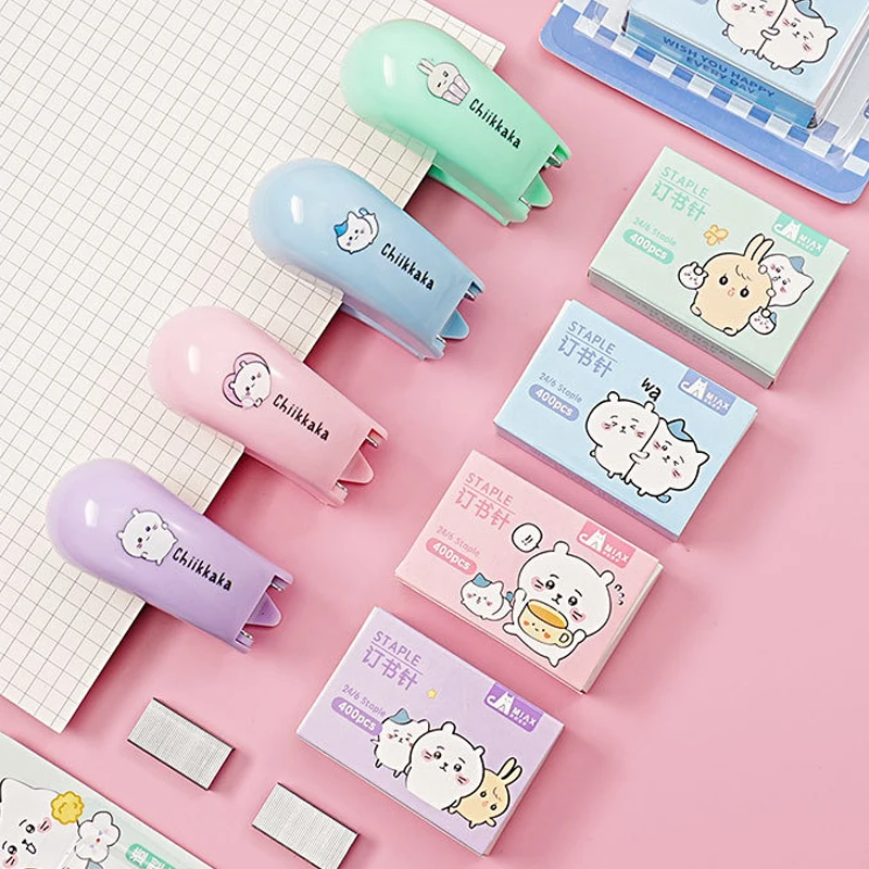 Chiikawa Kawaii Mini Stapler Set Student Stationery Office Supplies Stapler Small Stapler Learning Supplies Gift