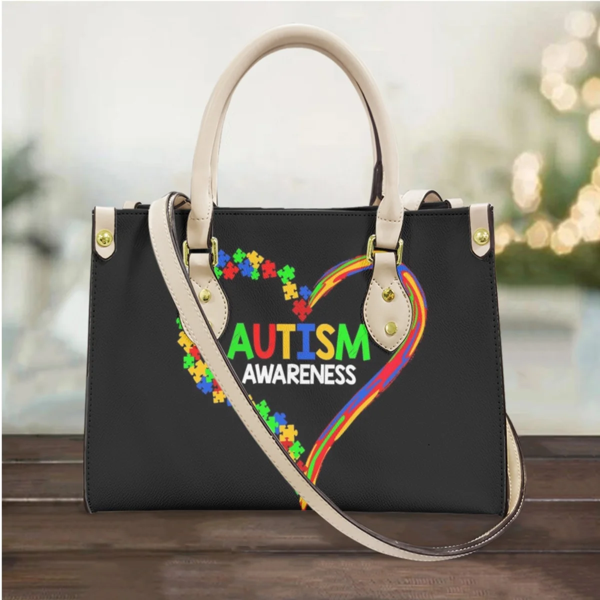 

FORUDESIGNS Handbags for Women Love Autism Awareness Female Totes Casual Leather Shoulder Bags Girls Bolsa Feminina Luxury