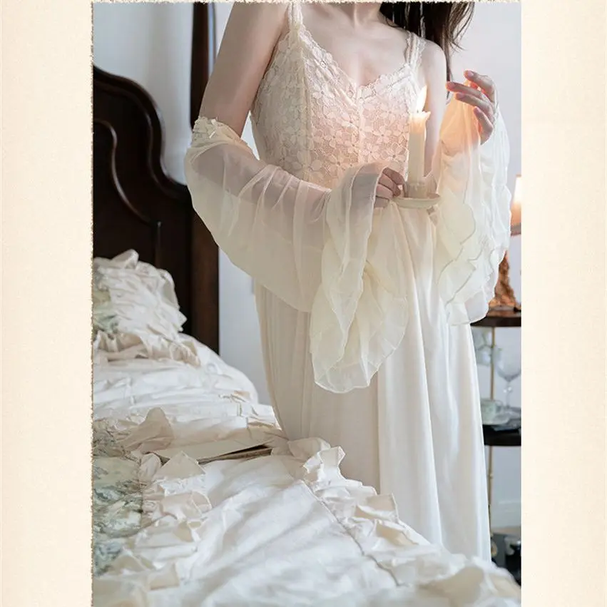 Mulheres sexy deslizamento camisola outono princesa sleepshirts vintage senhora meninas camisola estilo real pijamas pijamas
