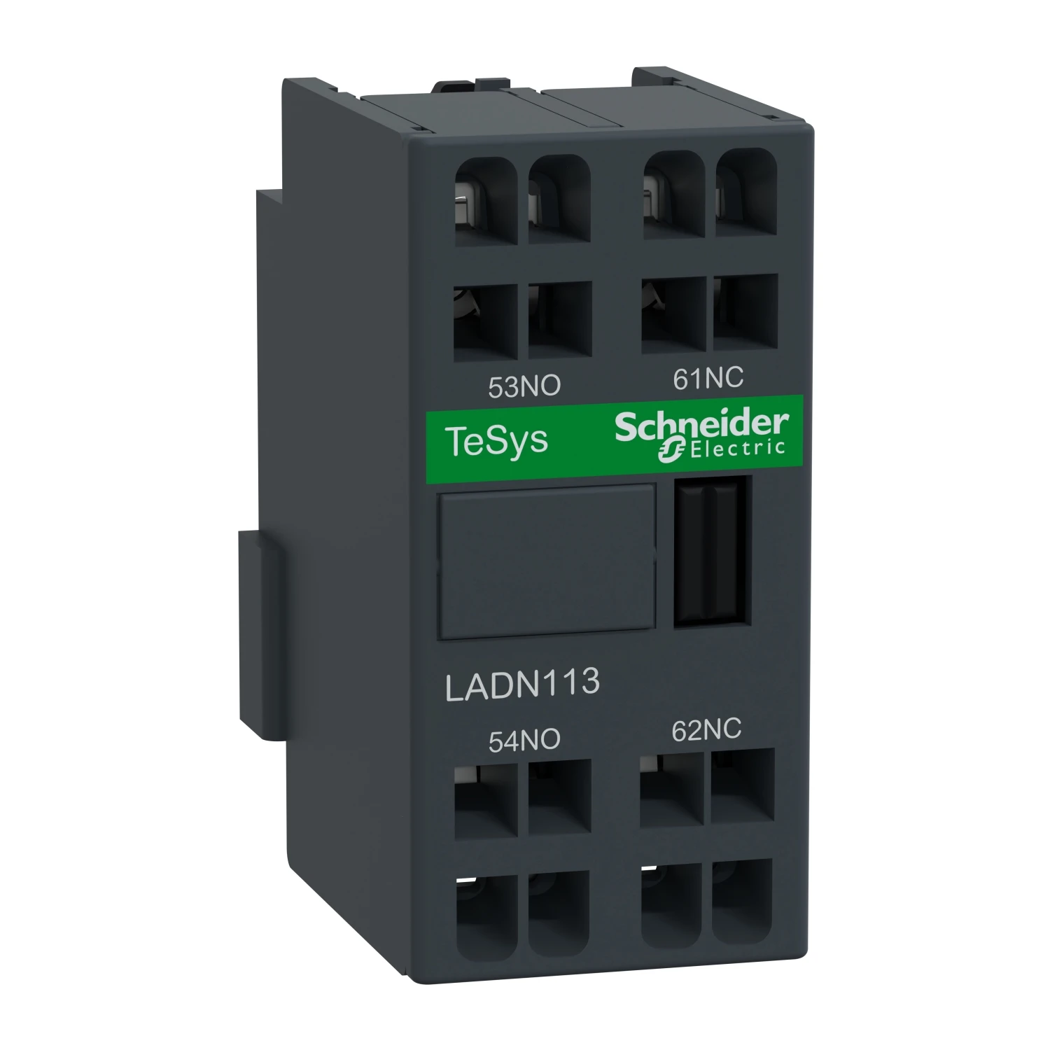 New original front mounted on TeSys D Instantaneous auxiliary contact module, 1NO+1NC, spring terminal LADN113