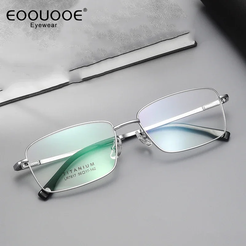 

56mm Pure Titanium Men's Glasses Frame Square Eyeglasse Metal Quality Myopia Hyperopia Radiation Eyewear Medical Prescription