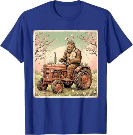 Oster-Bigfoot-Hase-Traktor Lustiges Frühlings-Sasquatch-Bauern-T-Shirt Y2K Niedliches Ästhetisches Grafik-Spruch-T-Shirt Oster-Neuheitsgeschenk-Oberteil – Detail 4