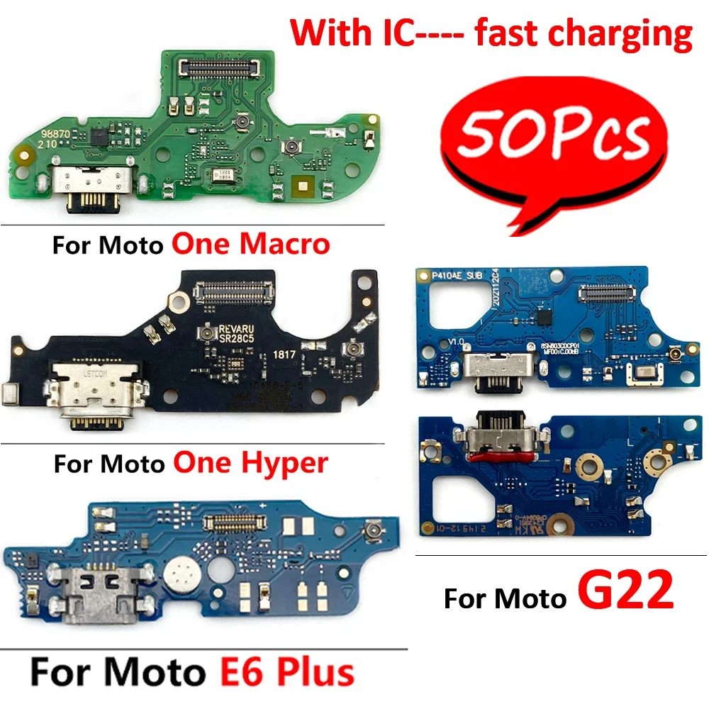 50Pcs,USB Charging Port Charger Connector Flex Board For Moto G22 G71 G51 5G E40 E20 E6 Plus E7 Power / One Fusion Hyper Macro