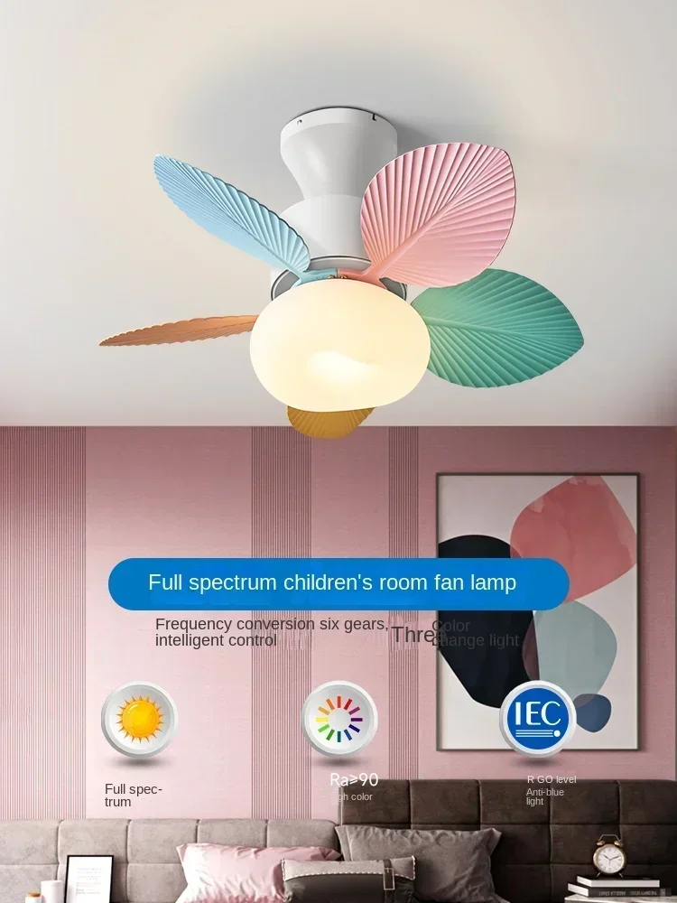 fan lamp 2024 new bedroom girl color full-spectrum eye protection mute one ceiling fan lamp