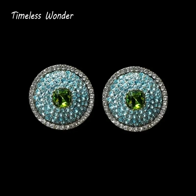 

Timeless Wonder Retro Zircon Geo Deco Button Earrings Women Designer Jewelry Runway Trendy Rare Gift Vintage Classy Neat 2152