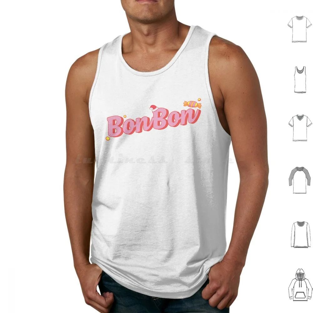 Dulce Navidad Bon Bon Tank Tops Chaleco Sin Mangas Navidad Rosa Pretty Candy Lolly Lollies Santa Santa Sombrero Feliz