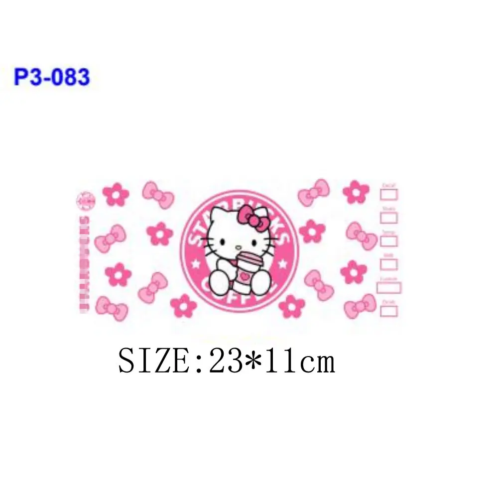 1pcs Hello Kitty 16oz UV DTF Transfer Sticker For Libbey Glass Can Wraps Cup DIY Waterproof Decals