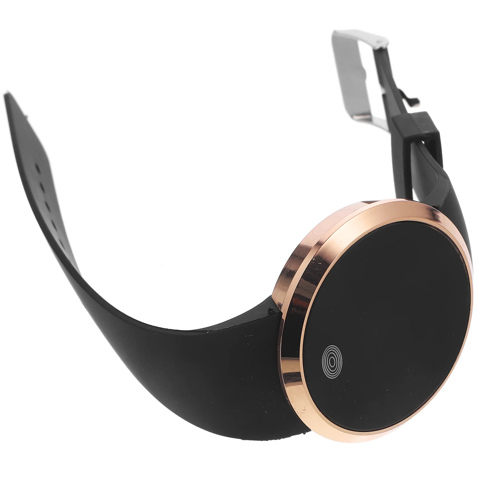 ساعة إلكترونية LED سوداء من البولي يوريثان بشاشة تعمل باللمس وشاشة عرض رقمية مصنوعة من خليط معدني للرجال والنساء أزياء للجنسين #1