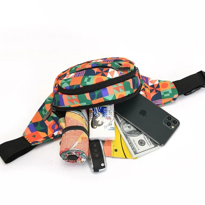 New Nylon Colorful Waist Bag Women's Shoulder Bags Fashion Sports Equipment Outdoor Printing Plaid Pattern Wallet Leisure