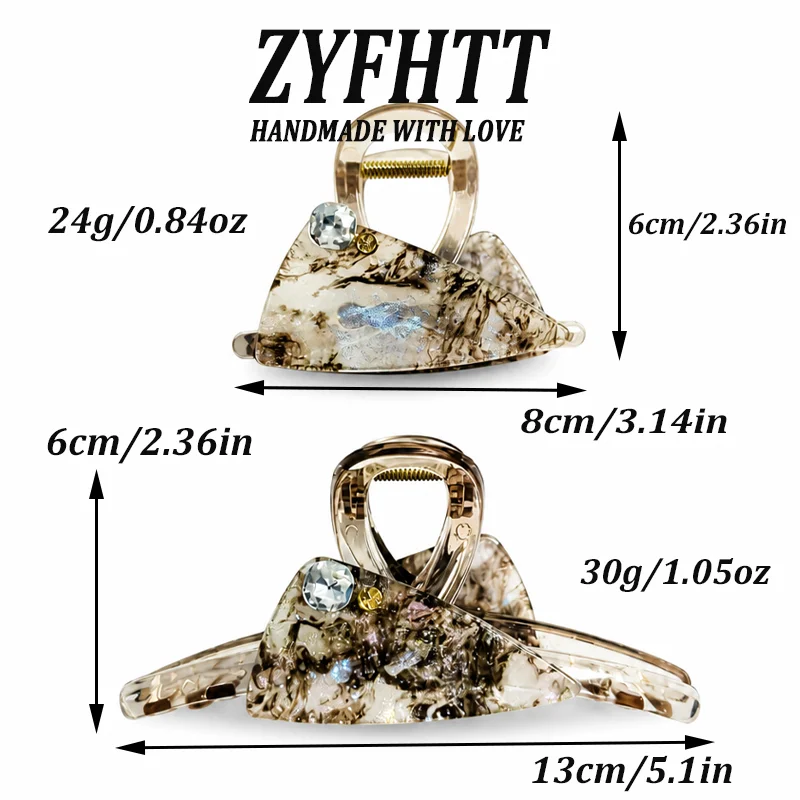 2pcs/set Gift Box ZYFHTT Iridescent Quicksand Hair Claw Clips for Women Retro Triangle Shark Clip Fashion Girls Hair Clamp