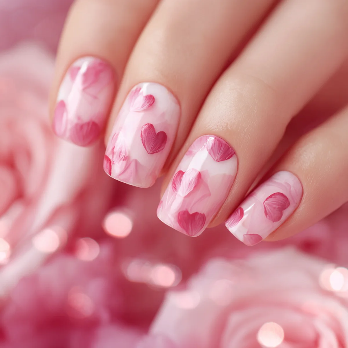 24-delige korte vierkante nagels set druk op roze luipaardprint hart kunstnagels gouden glanzende poedergradiënt draagbare nepnagels tips