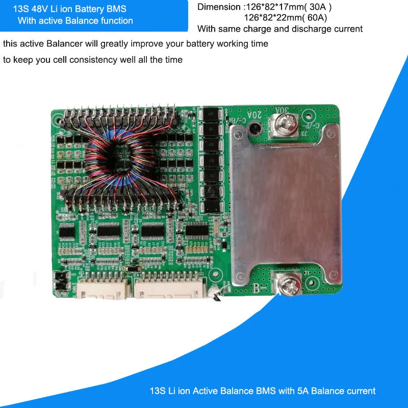 13S 48V BMS with Active Balance 5A  and 54.6V controller equalizer board 60A constant current