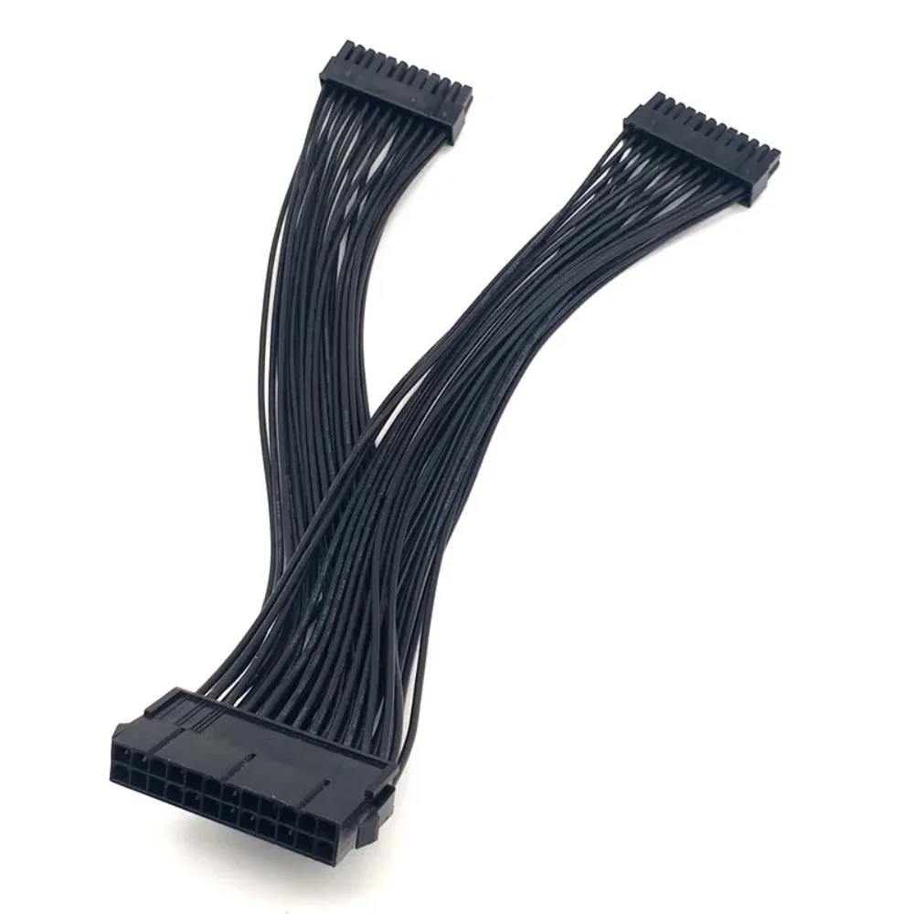 30cm Dual PSU 24 Pin ATX Motherboard Power Splitter Cable 20+4 Pin Extension Cord Female to Male Y Adapter for Mining Rig PC
