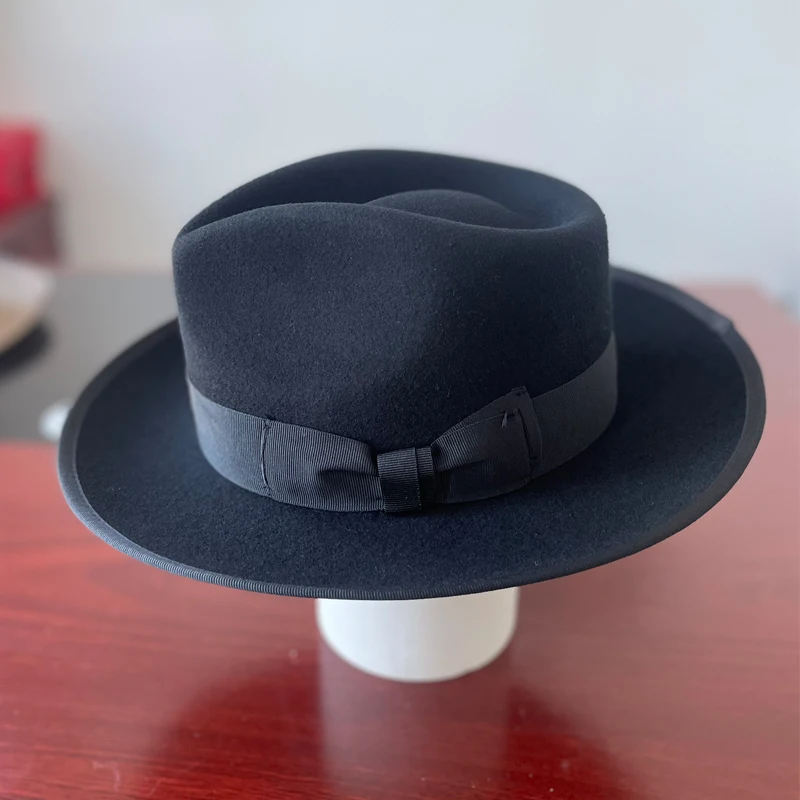 Weicher Filzhut der Marke LIHUA, Fedora-Hüte aus 100 % Wolle für Herren und Damen, himmelblau, kamelfarben, schwarze klassische Floppy-Panama-Mütze – Detail 13