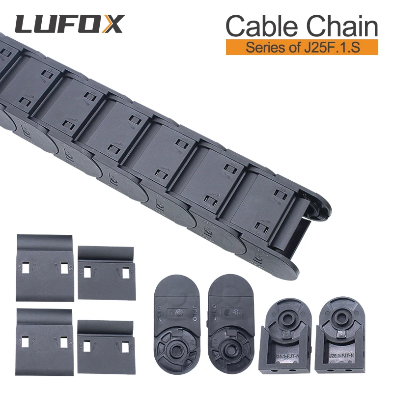 High quality 1-meter cable drag chain.Series of J25F.1.S-Enclosed type both side opening