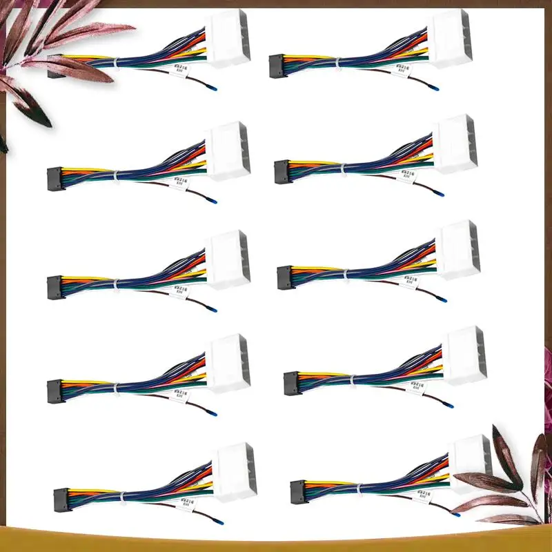 

AB59-10Pcs Car Audio Radio 16 PIN Wiring Harness Adaptor For Ssangyong Spark Car Audio Radio 16PIN Wiring Harness